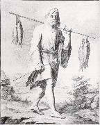 unknow artist baurenfeinds teckning av en fiskare i djedda, atergiven i nibuhrs reisebeschreibung oil painting on canvas